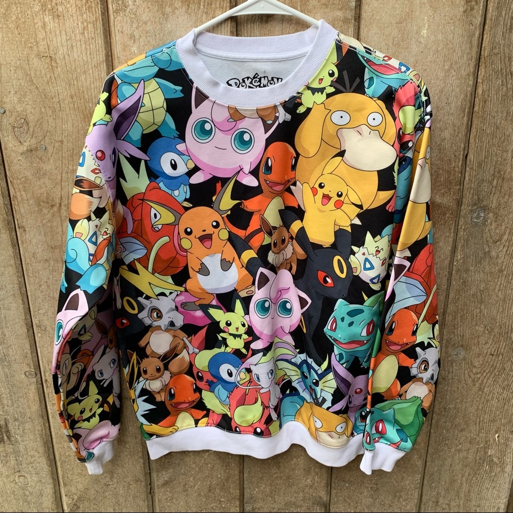 Pokémon All Over Print Characters Sweatshirt Pullover Official Unisex Medium